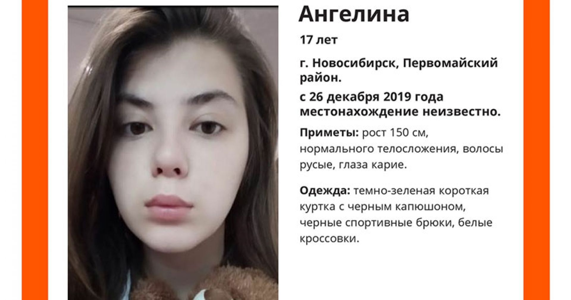 В Новосибирске уже месяц ищут пропавшую 17-летнюю девушку | Ведомости  законодательного собрания НСО